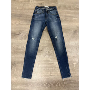 KANCAN Jeans Womens Size 3/25 Blue Denim Skinny ESTILO Distressed Raw Hem